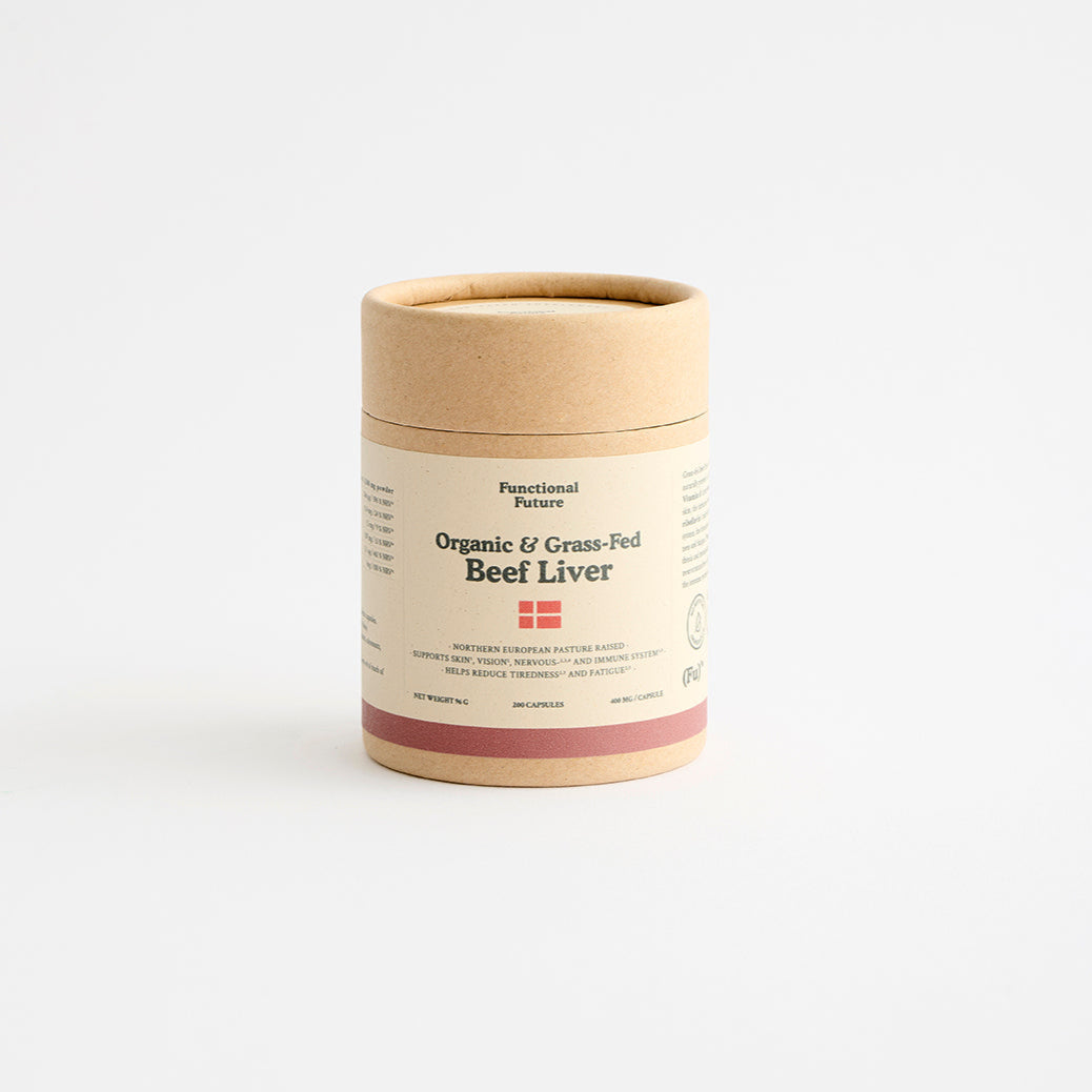 Organic freeze-dried beef liver capsules from grass-fed Nordic cattle